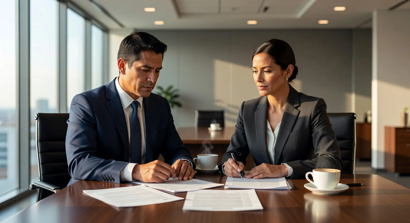 Adult employees in Mexican workplace discussion