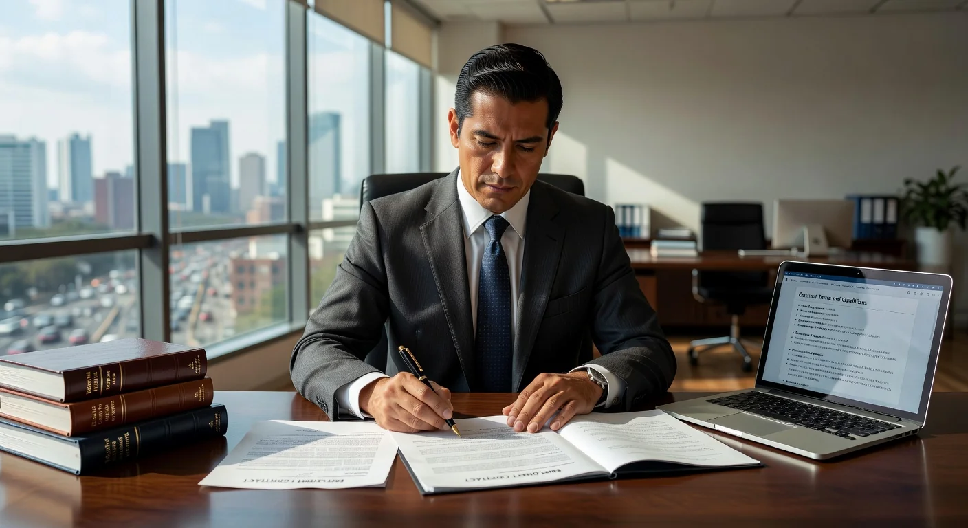 Worker signing employment contract