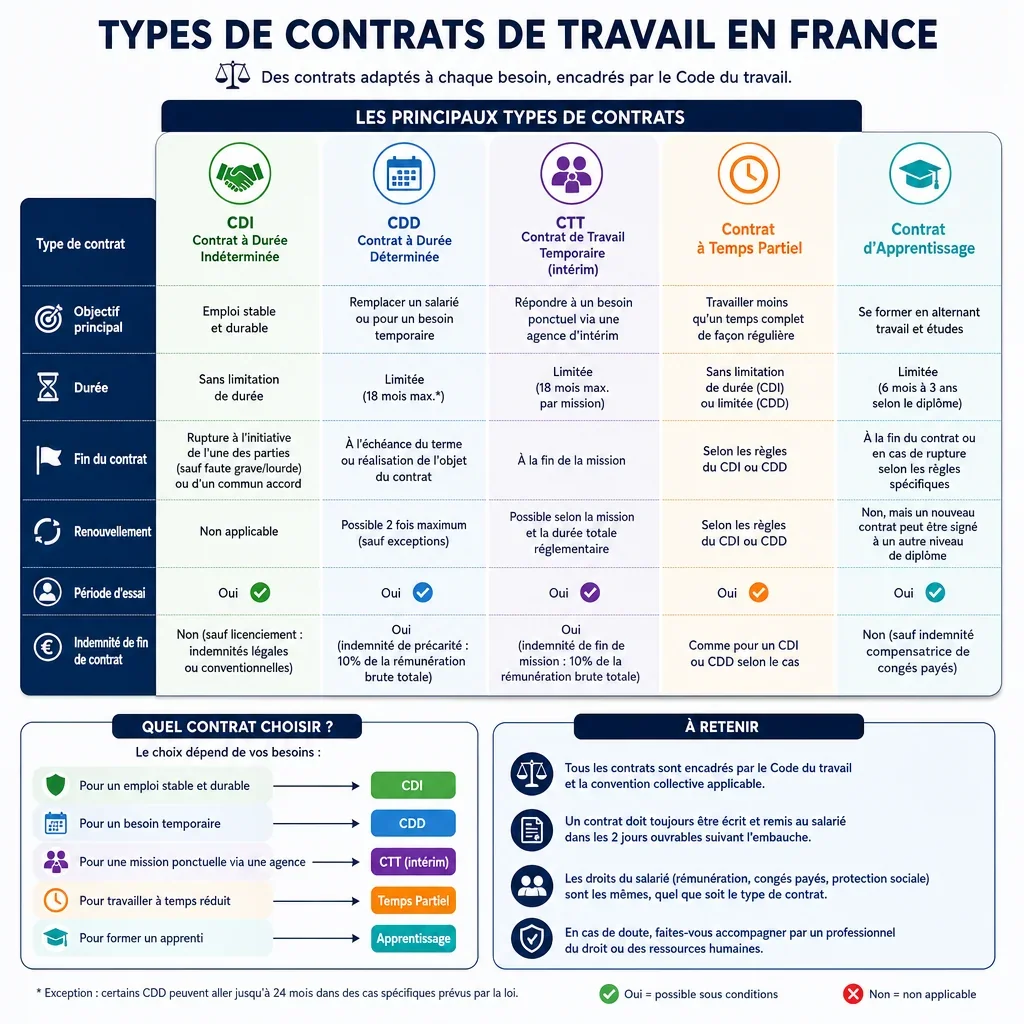 Types de contrats de travail en France