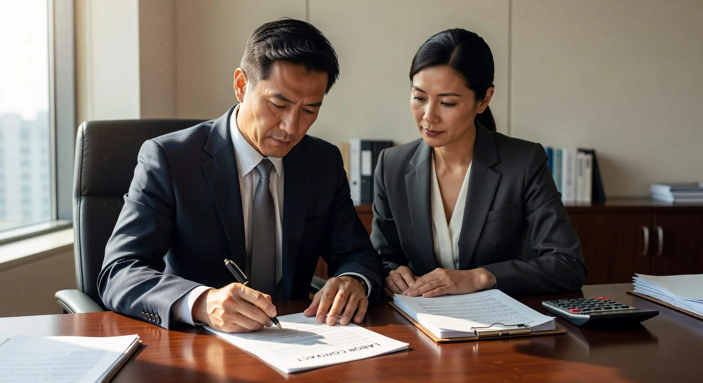 Adult signing employment contract