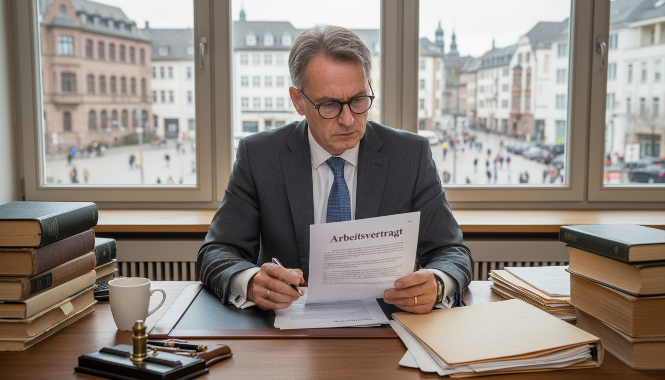 Lawyer reviewing contract in office