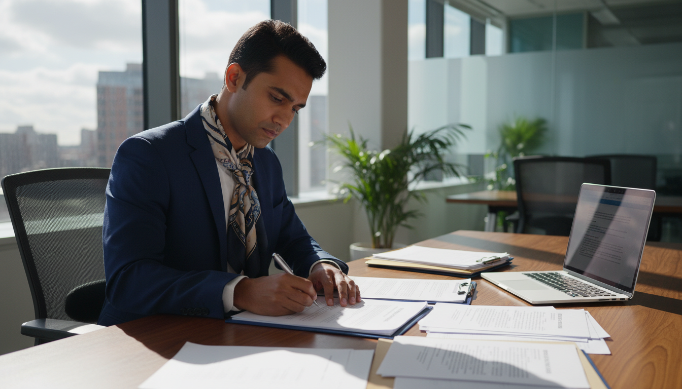 Professional signing employment contract