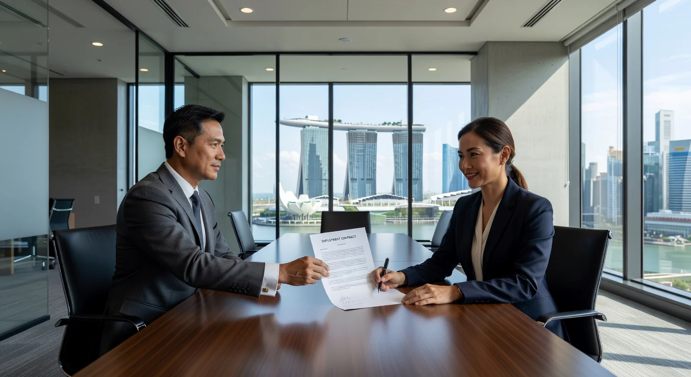 Professional signing employment contract.