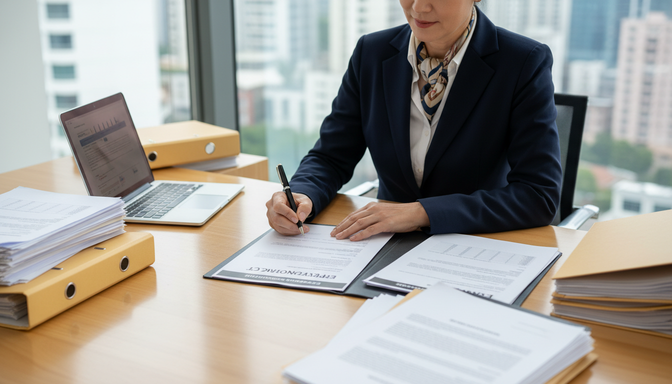 Professional signing employment contract