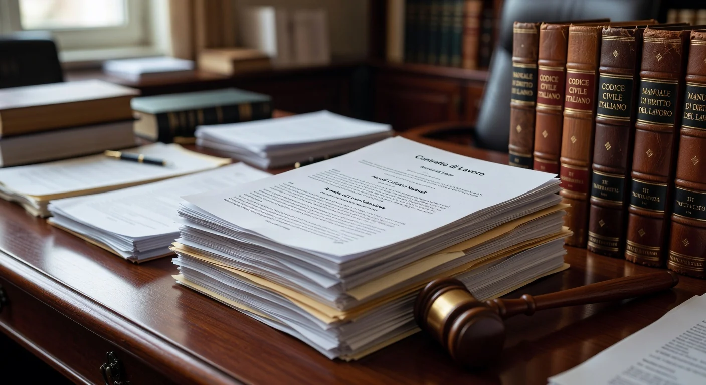 Italian employment law documents stack
