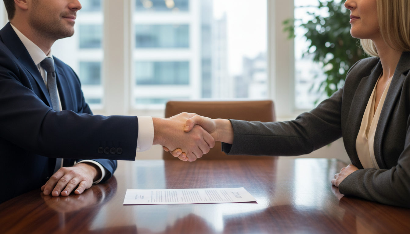 Handshake between business contractors