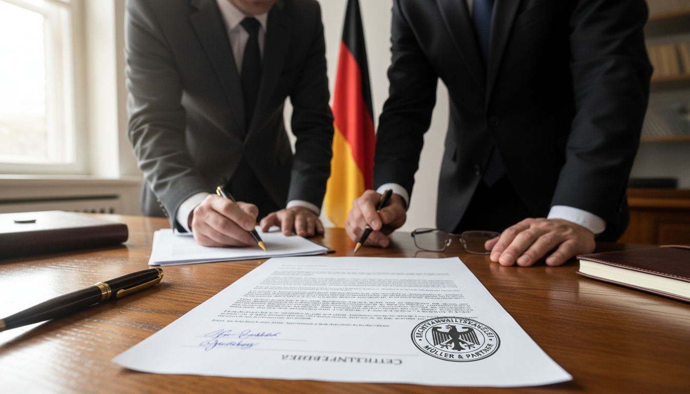 German legal contract document close-up