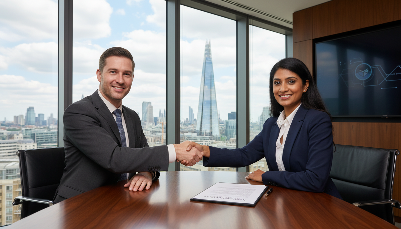Business handshake sealing agreement