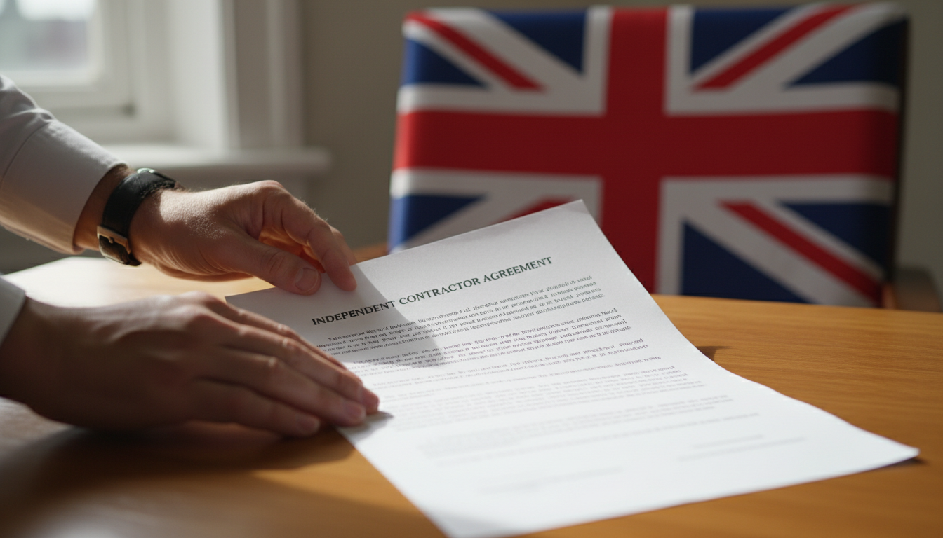 UK flag with legal contract overlay