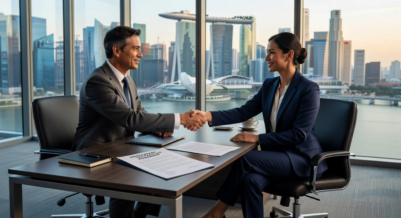 Business professionals signing contract