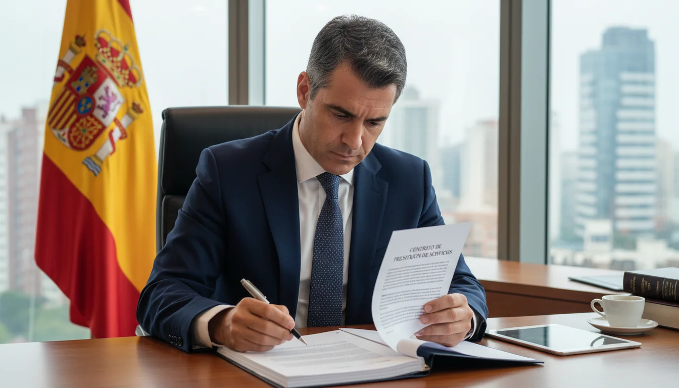 Spanish lawyer reviewing service contract
