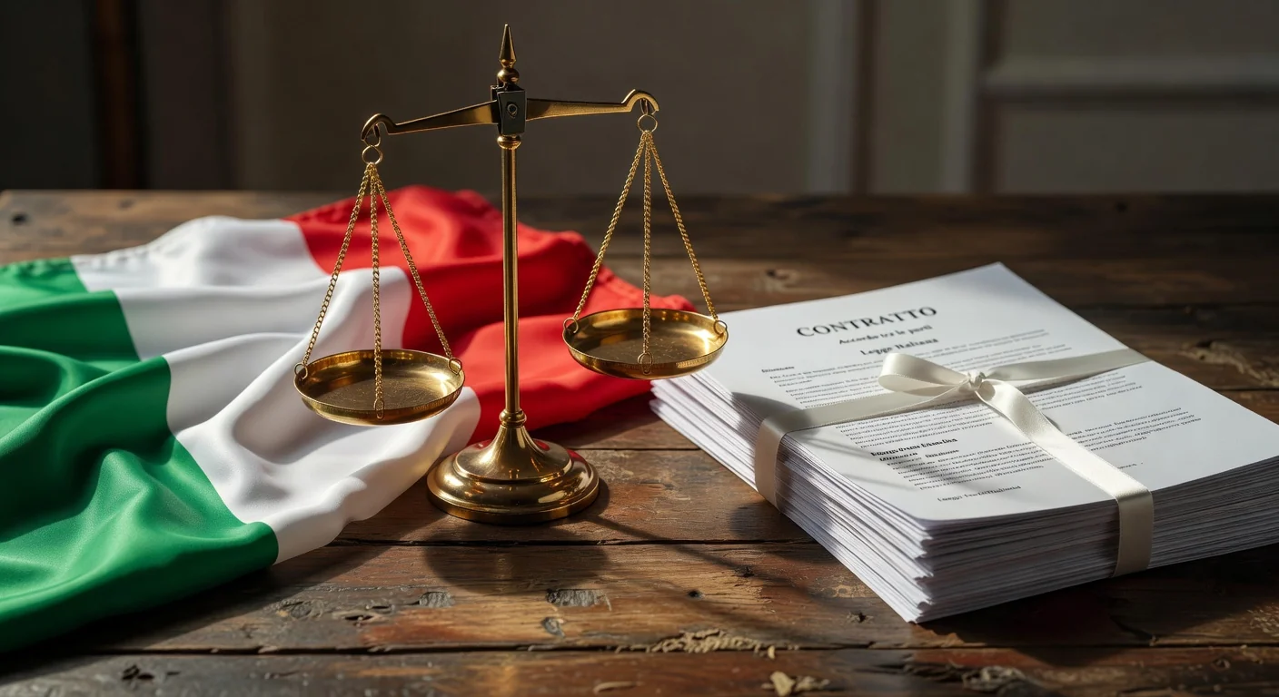 Legal scales with Italian flag