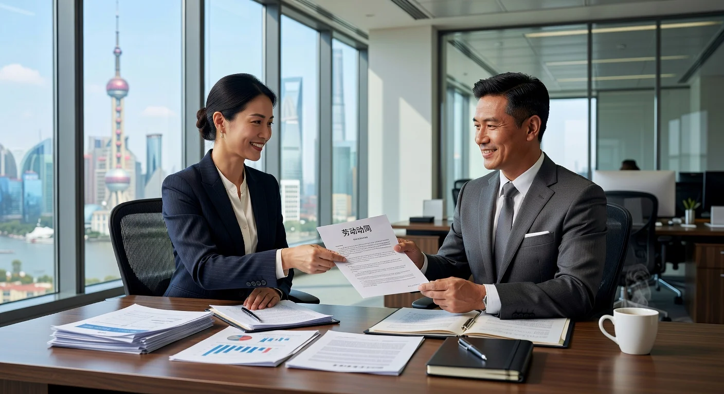Signing a labor contract in office