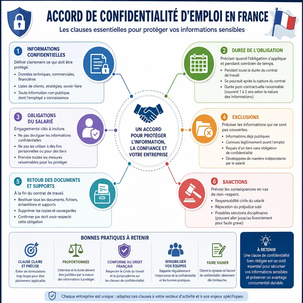 Clauses types d’un accord de confidentialité d’emploi