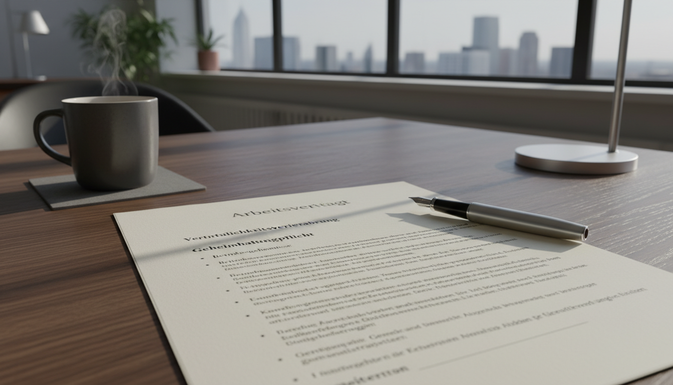 German employment contract document close-up