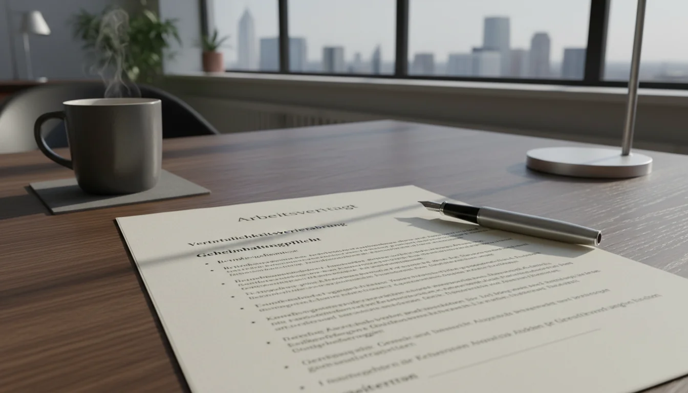 German employment contract document close-up