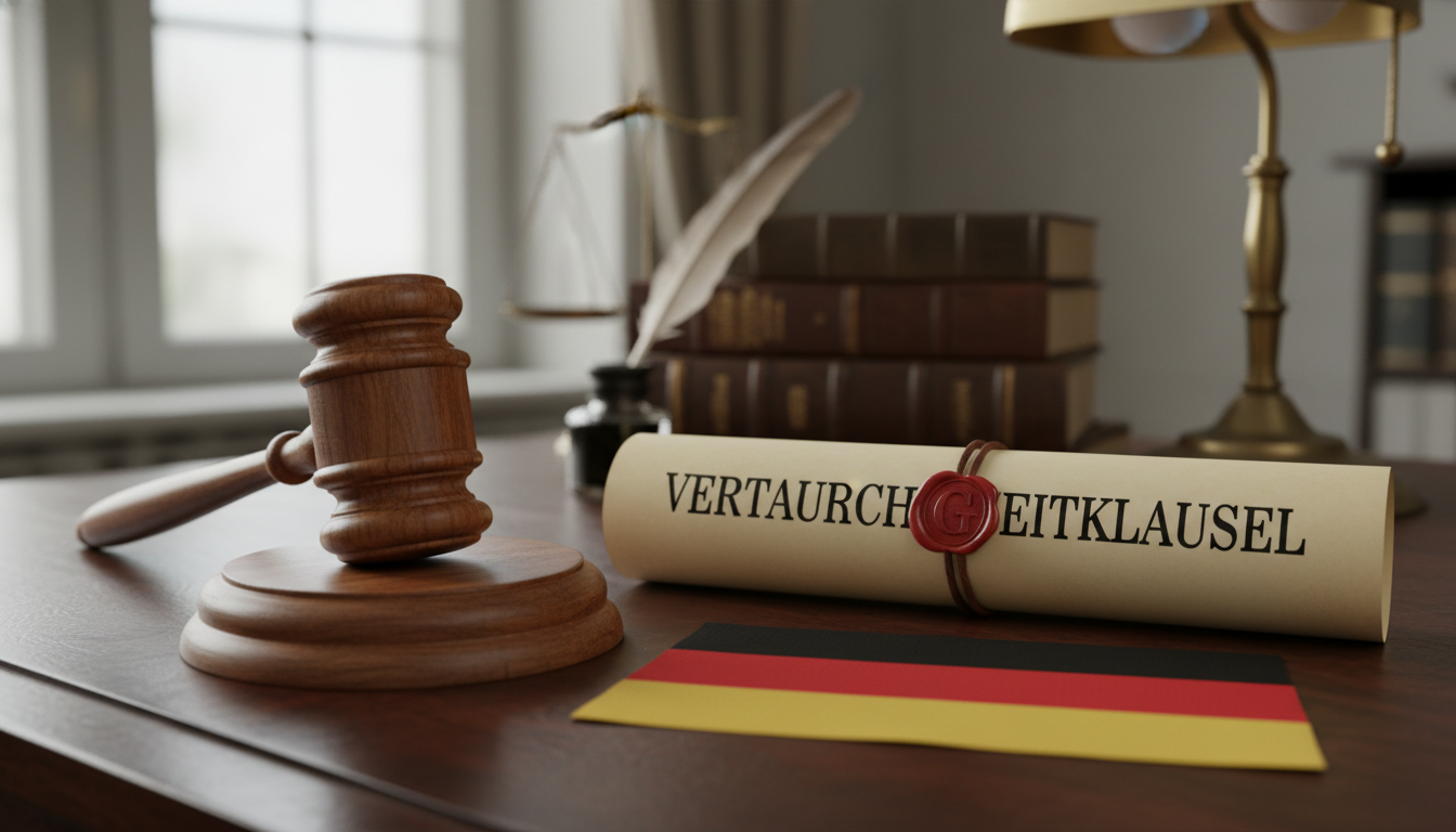 German flag with contract and gavel