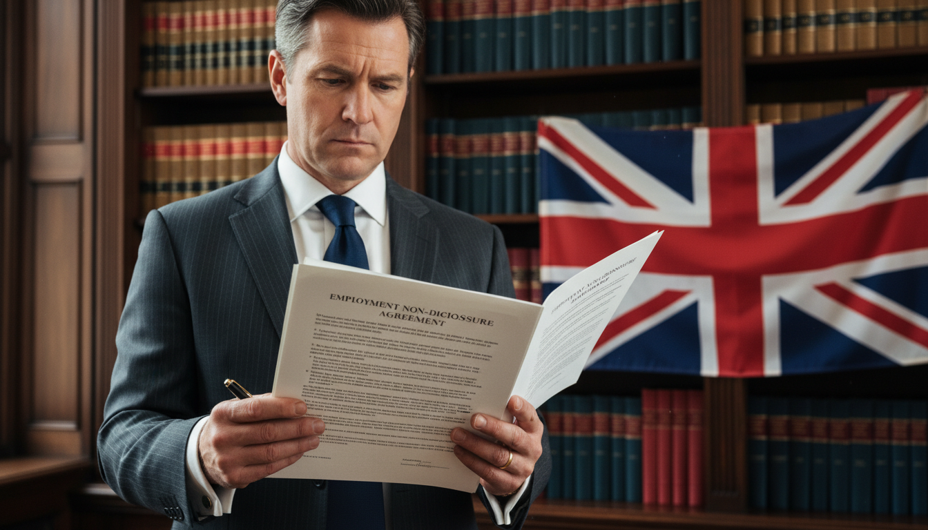 UK lawyer reviewing employment contract