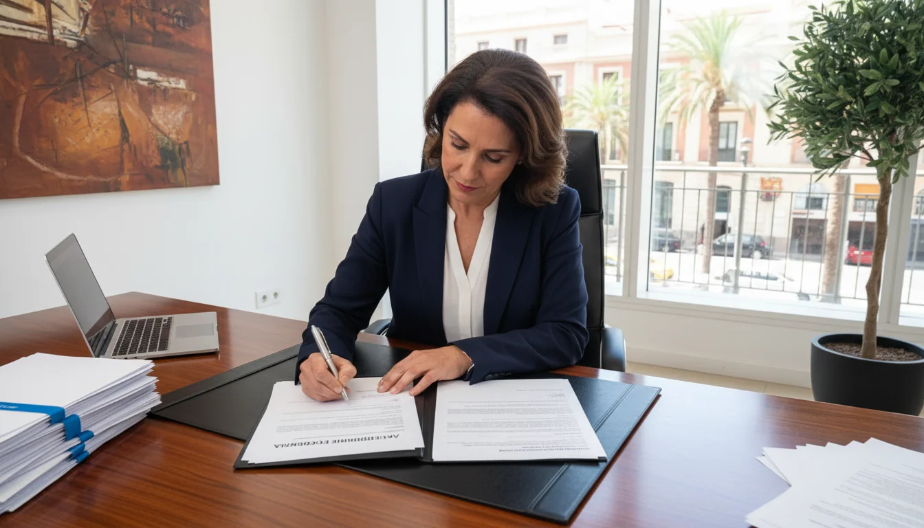 Professional signing employment NDA in office