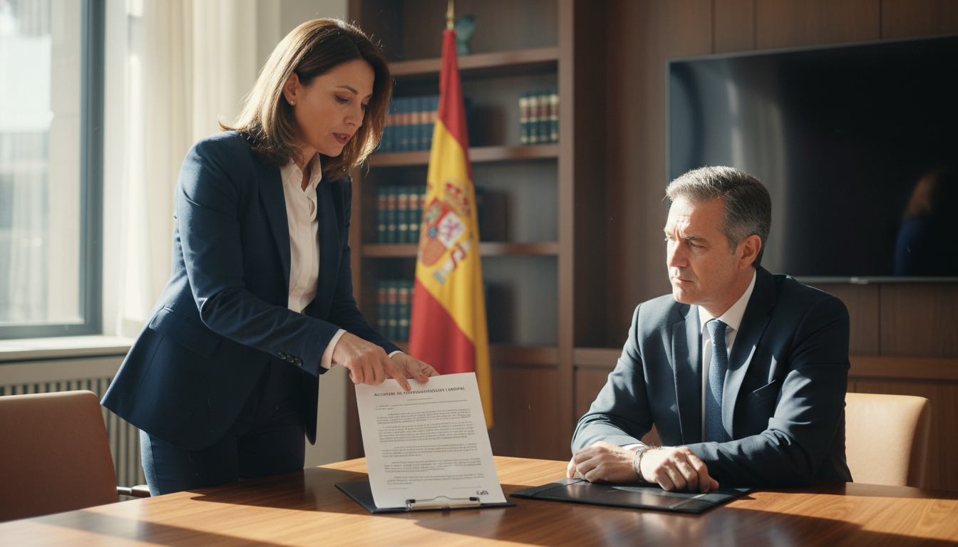 Spanish lawyer explaining NDA document