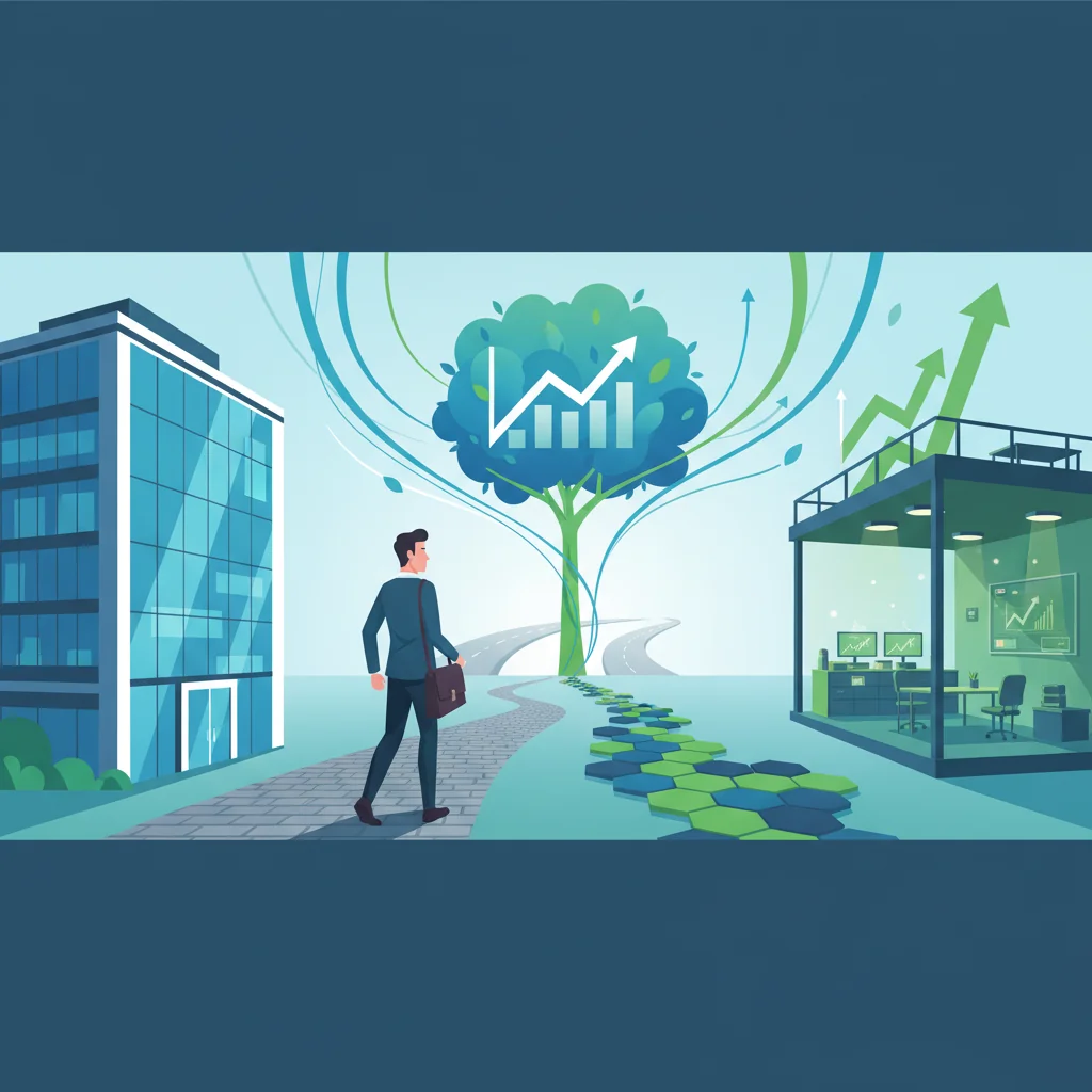 A professional scene depicting career transition and employee freedom in a modern office environment, symbolizing the implications of non-compete agreements without showing legal documents.