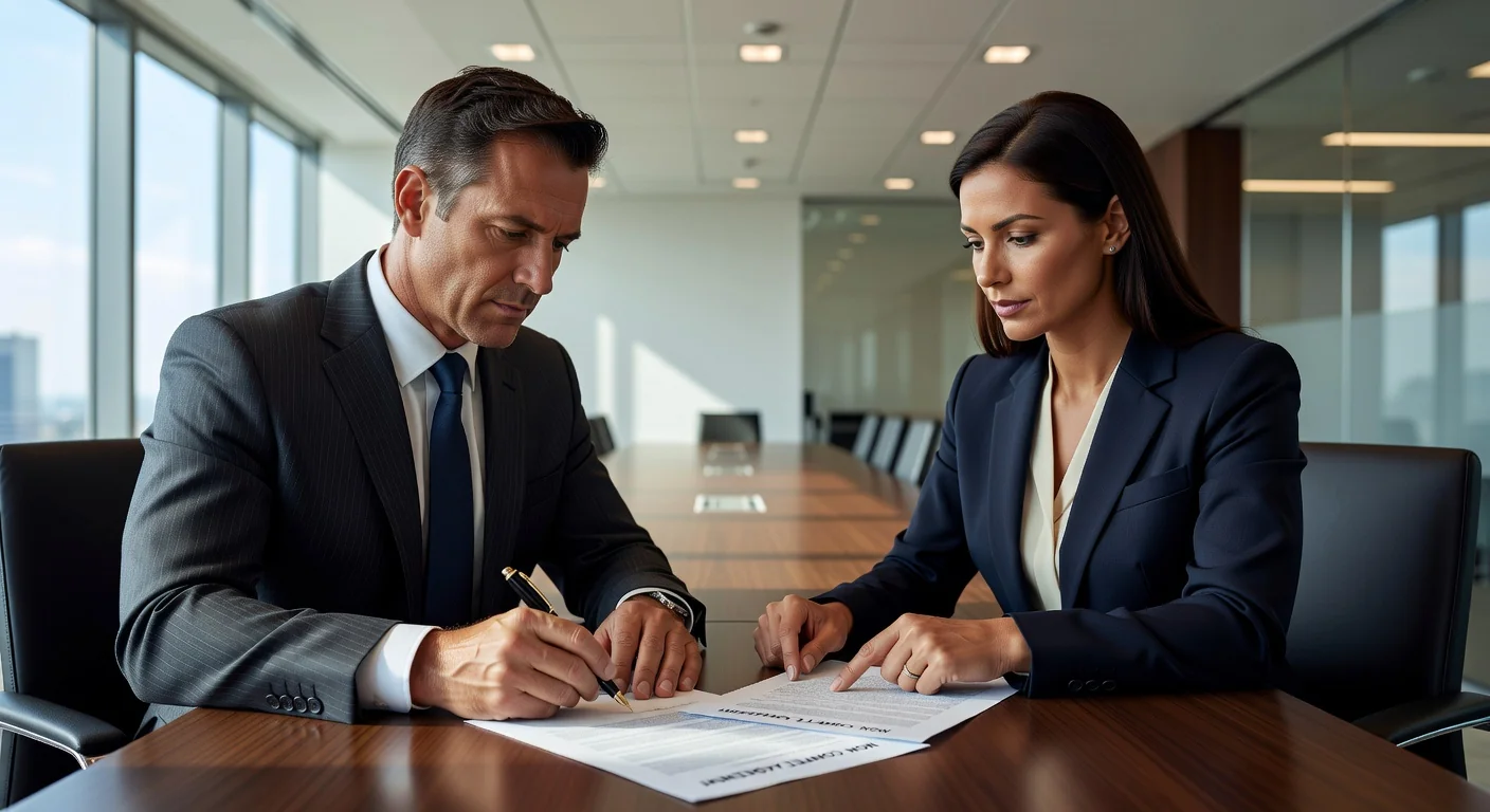 Business professionals drafting agreement