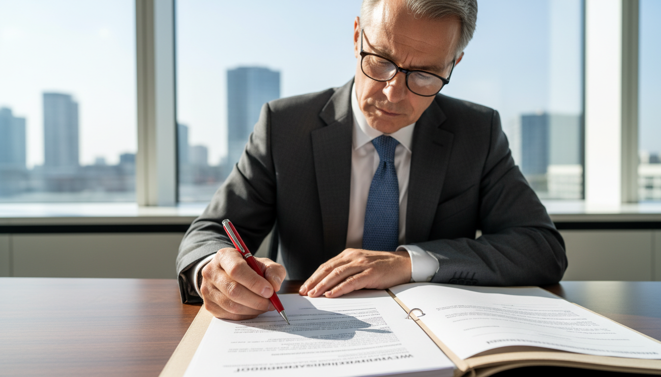 Lawyer reviewing competition ban contract