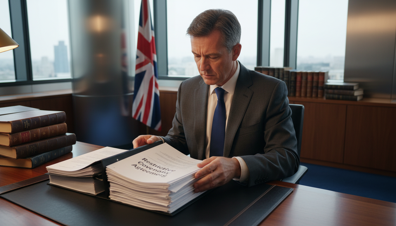 UK lawyer reviewing covenant document