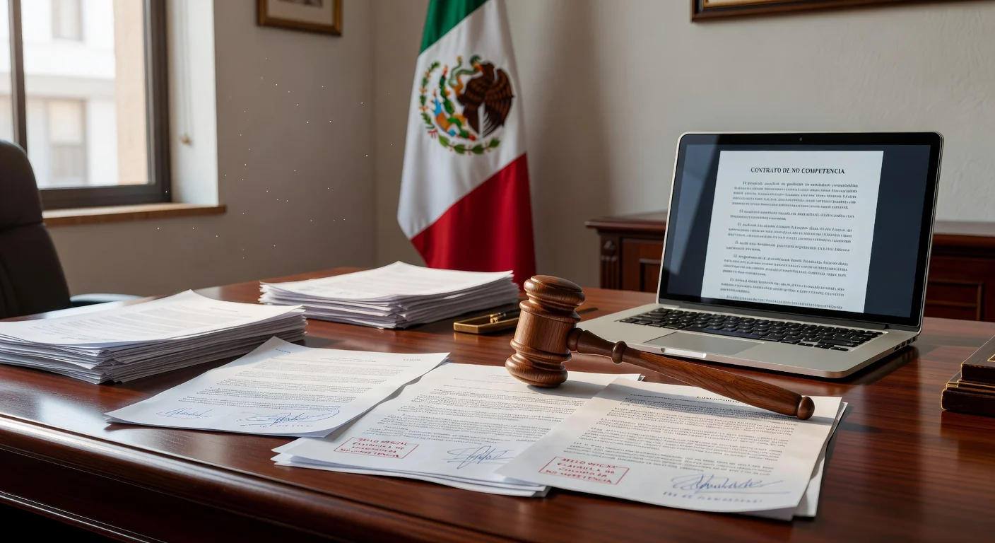 Mexican flag with legal documents