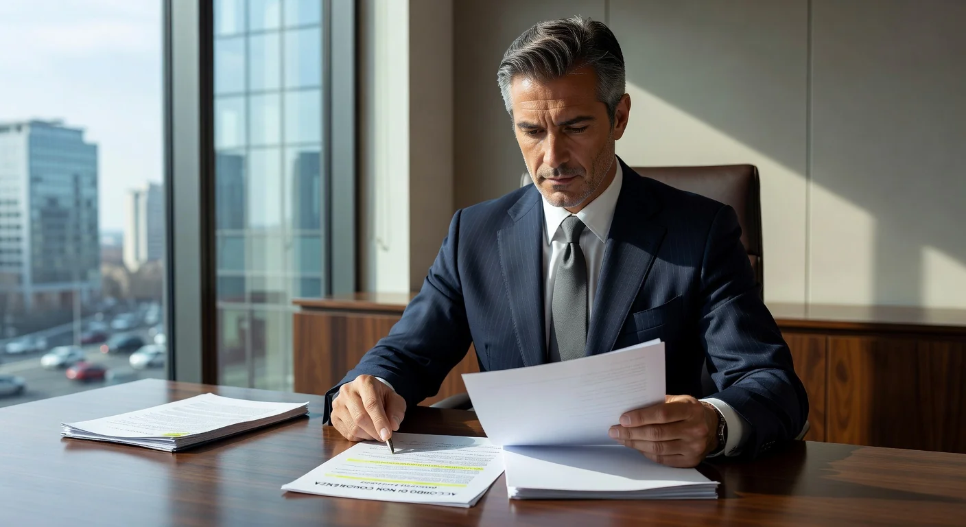 Italian lawyer reviewing contract