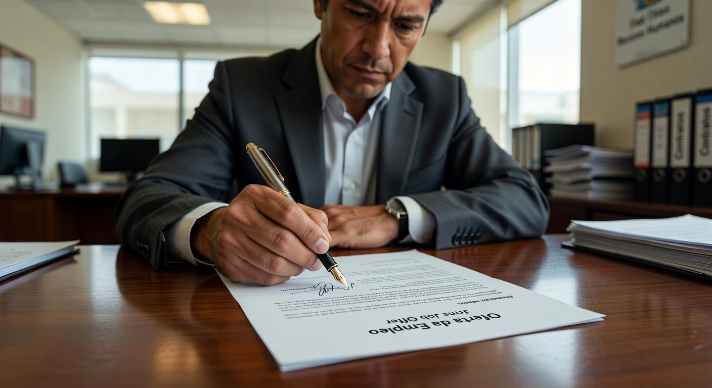 Person signing employment contract