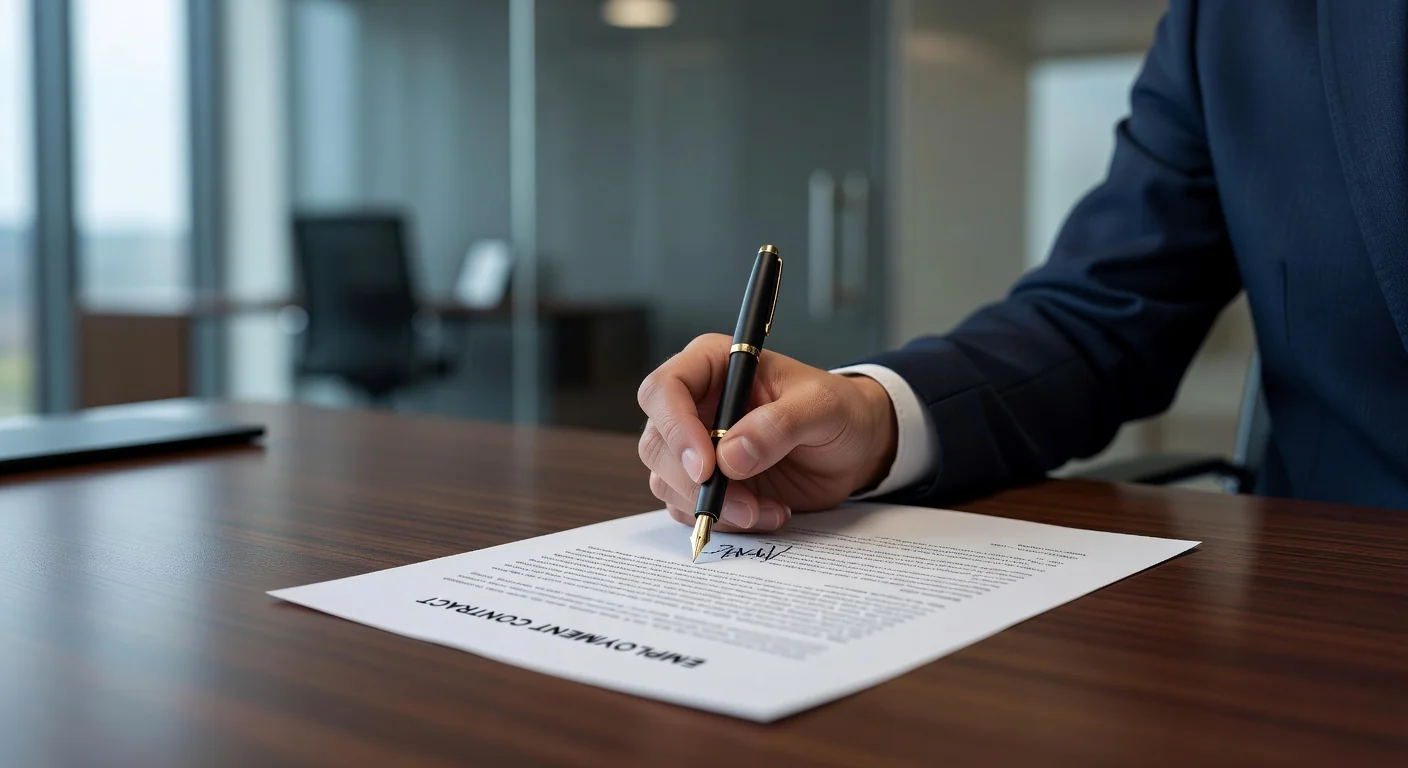 Adult signing job contract