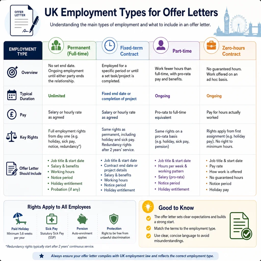 UK Employment Types for Offer Letters