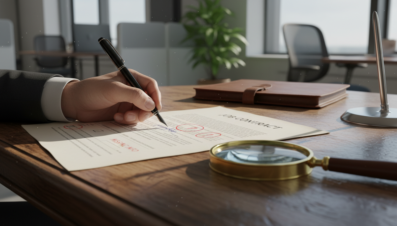 Signing contract with red marks