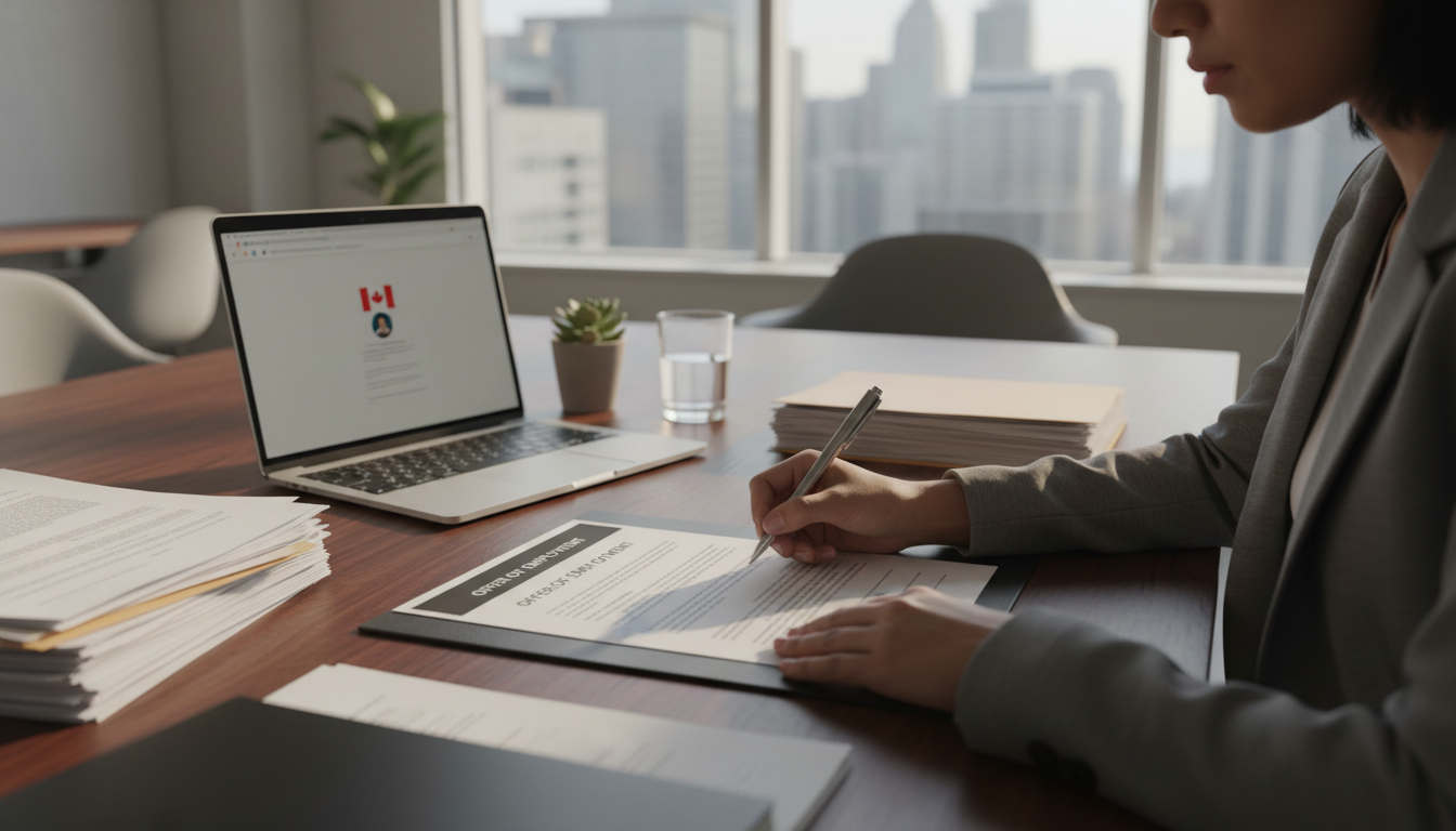 Professional signing employment contract