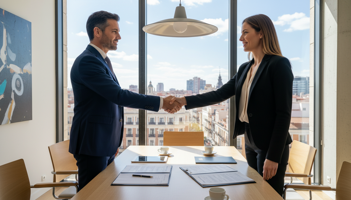 Business handshake sealing job offer