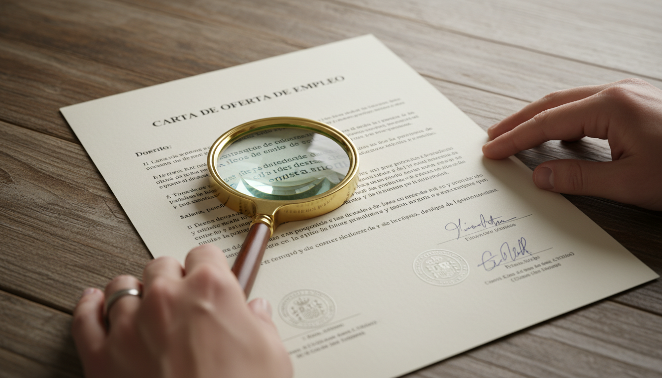 Spanish employment contract document close-up