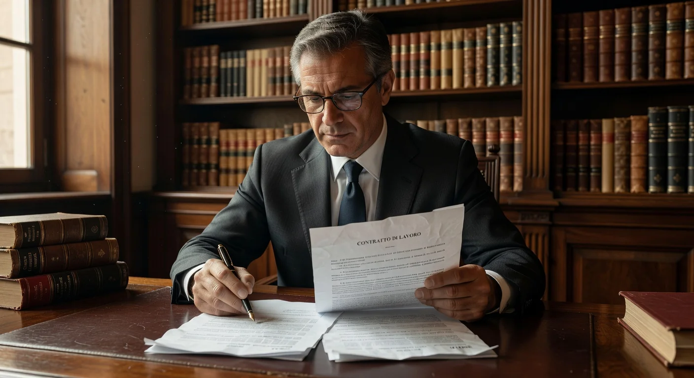 Italian lawyer reviewing employment contract