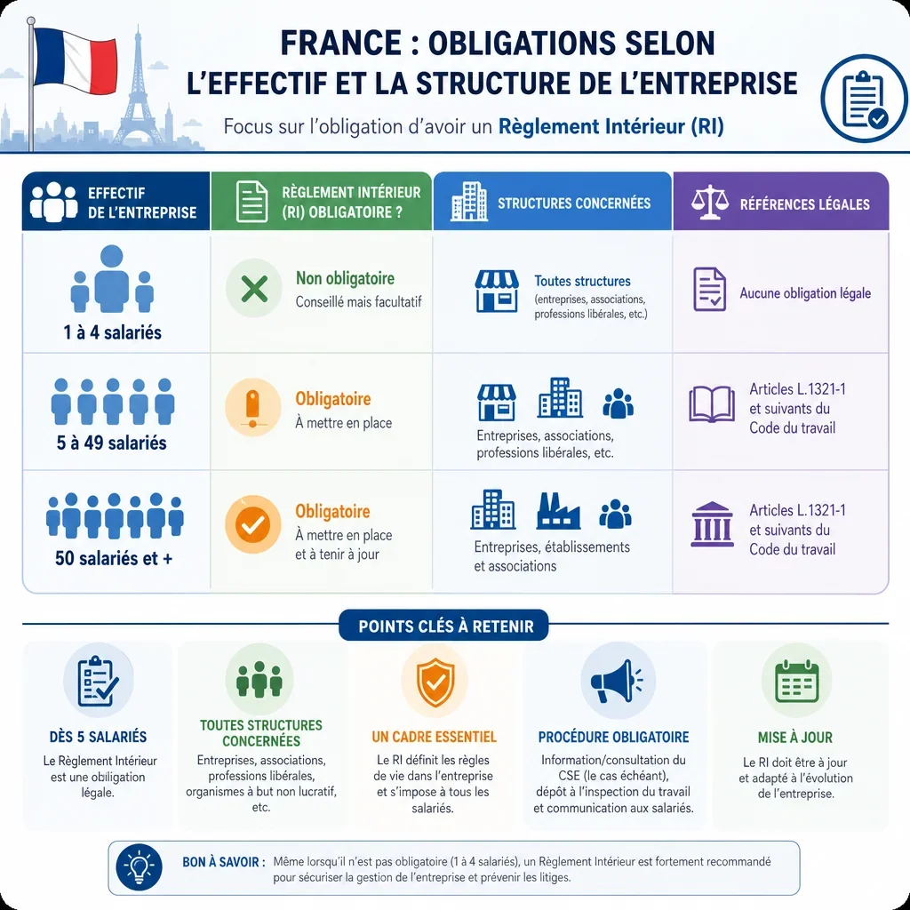 Obligations selon l\'effectif et la structure de l\'entreprise