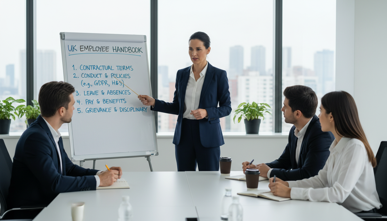 HR manager explaining handbook rules