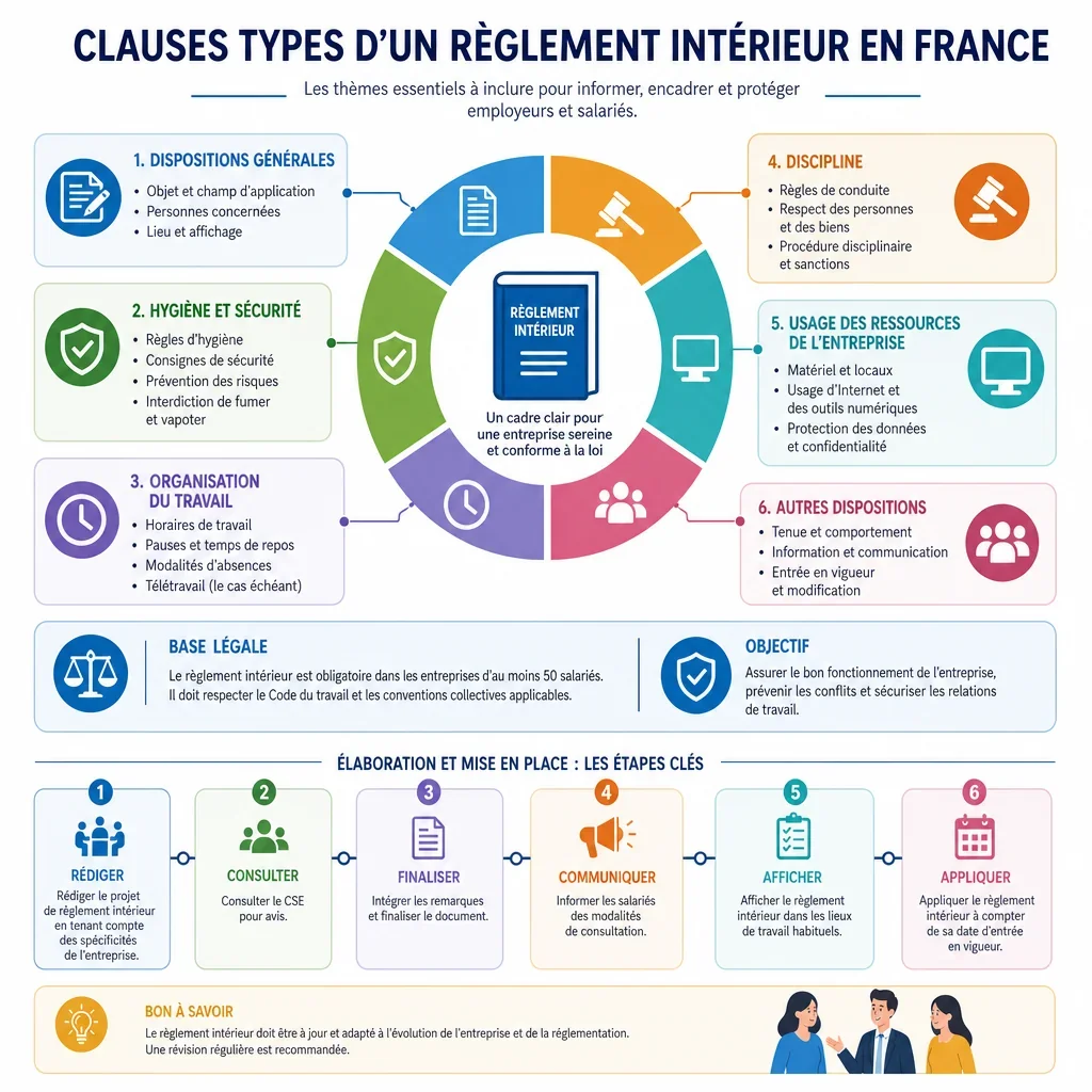 Clauses types d\'un règlement intérieur en France