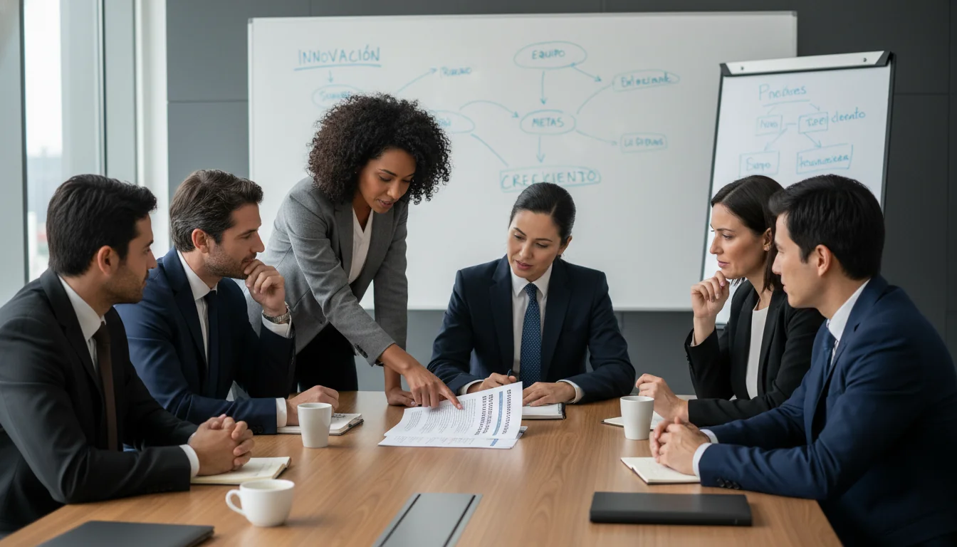 Group discussing employee handbook
