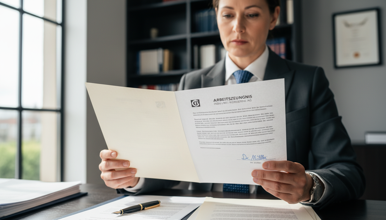 Business professional reviewing Arbeitszeugnis