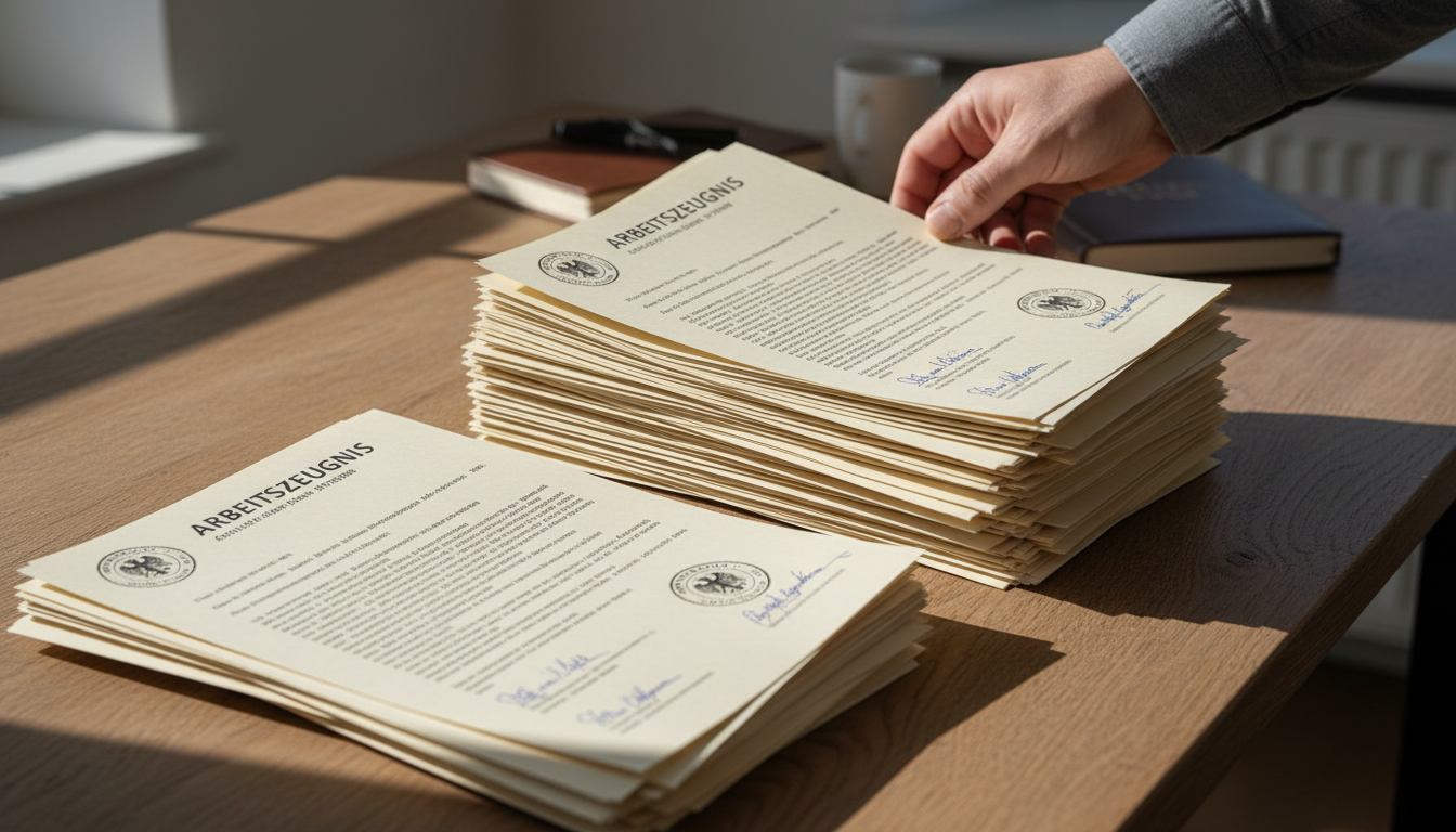 Stack of German work reference letters