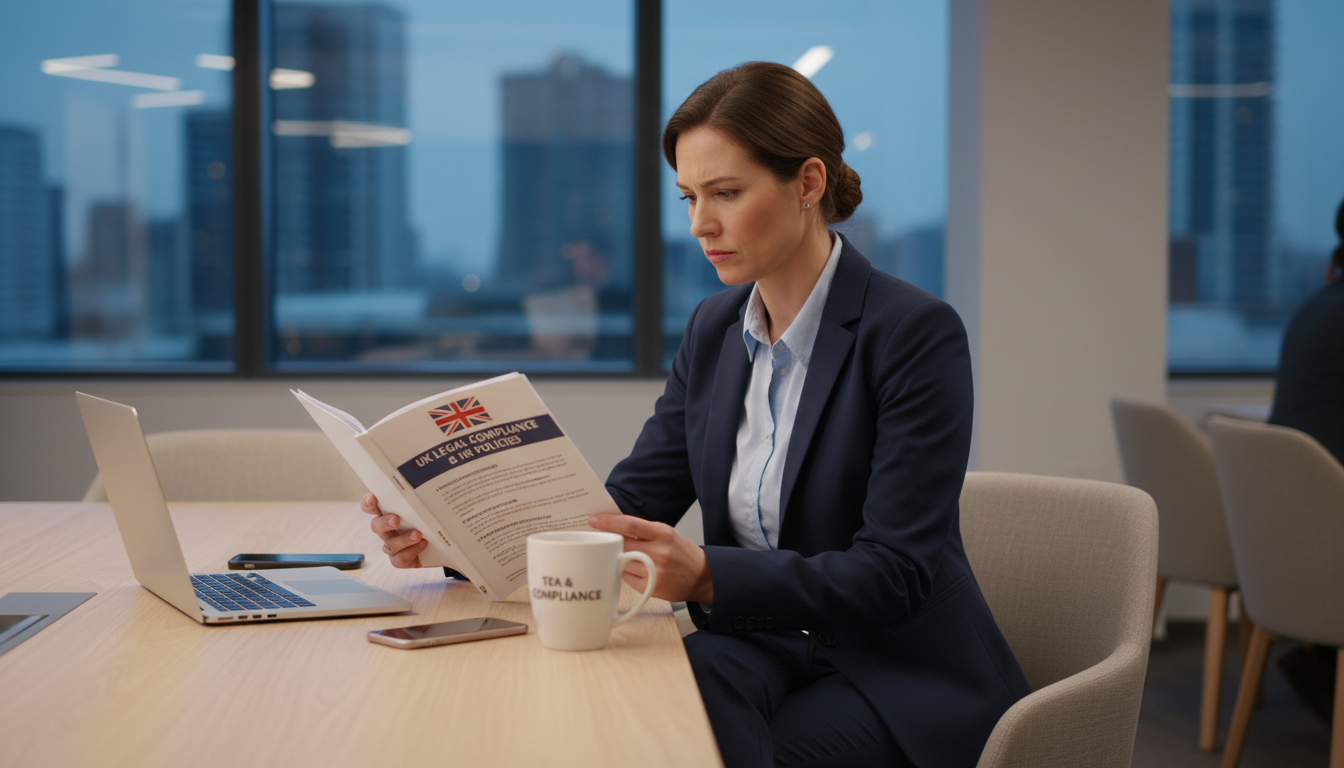 Employee reading compliance policies