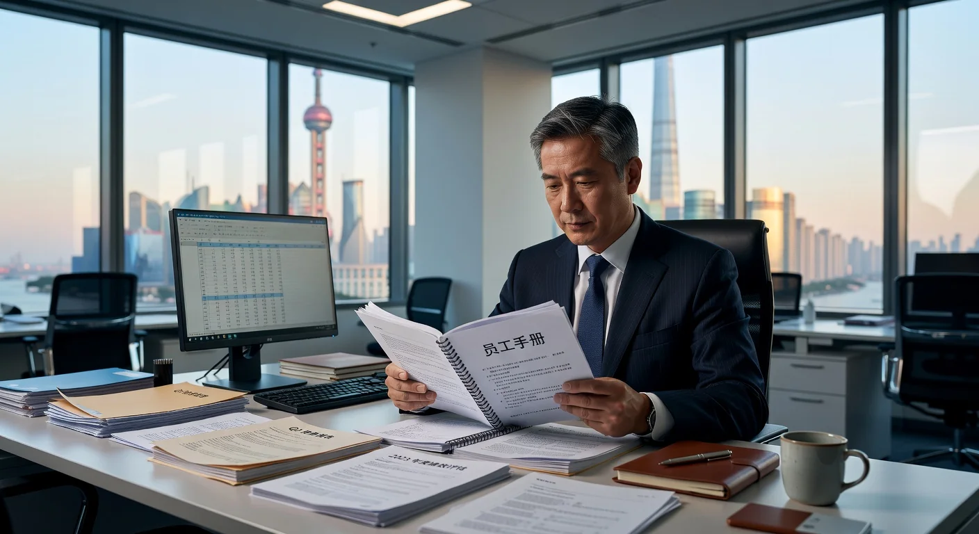 Professional reviewing Chinese employee handbook