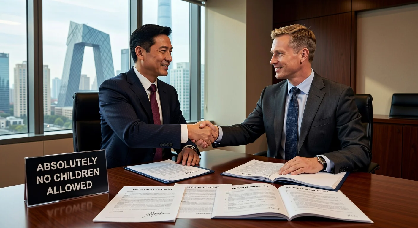 Signing employment contract in China
