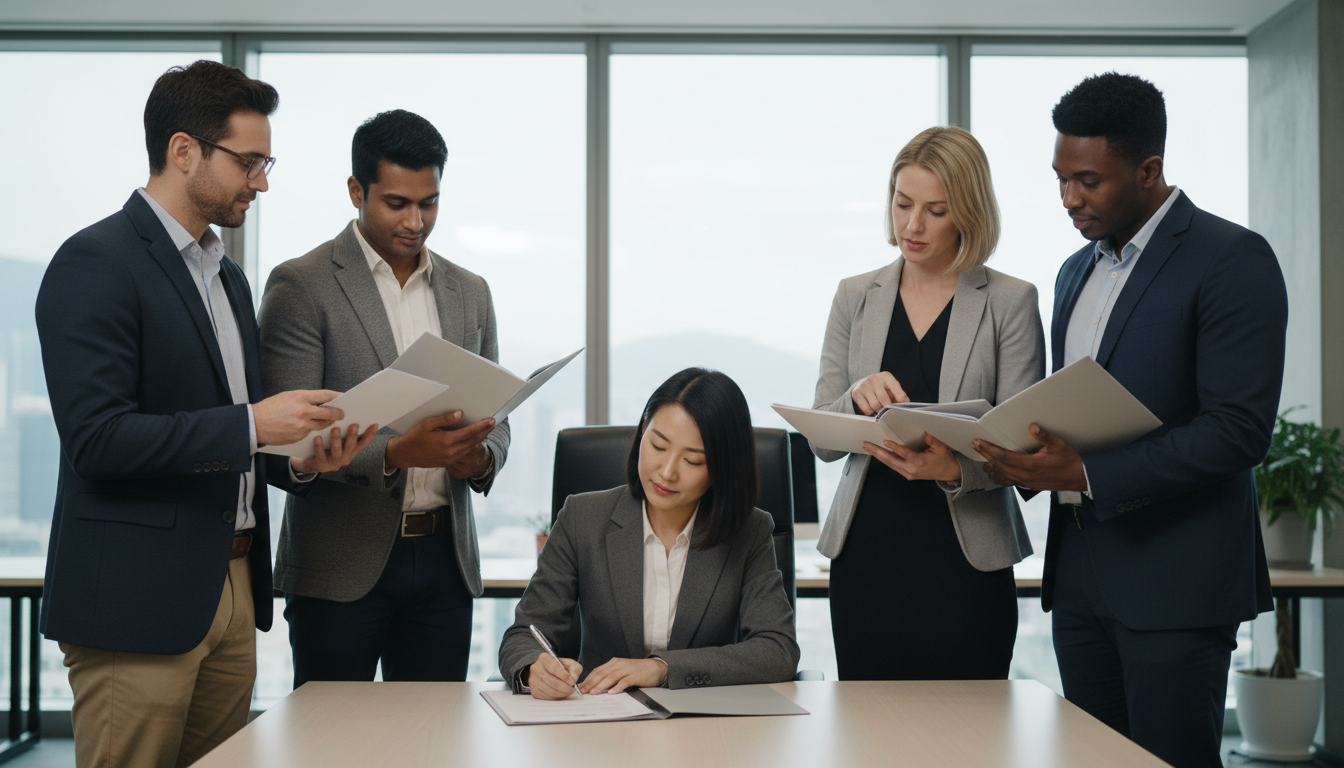 Professional signing employment contract