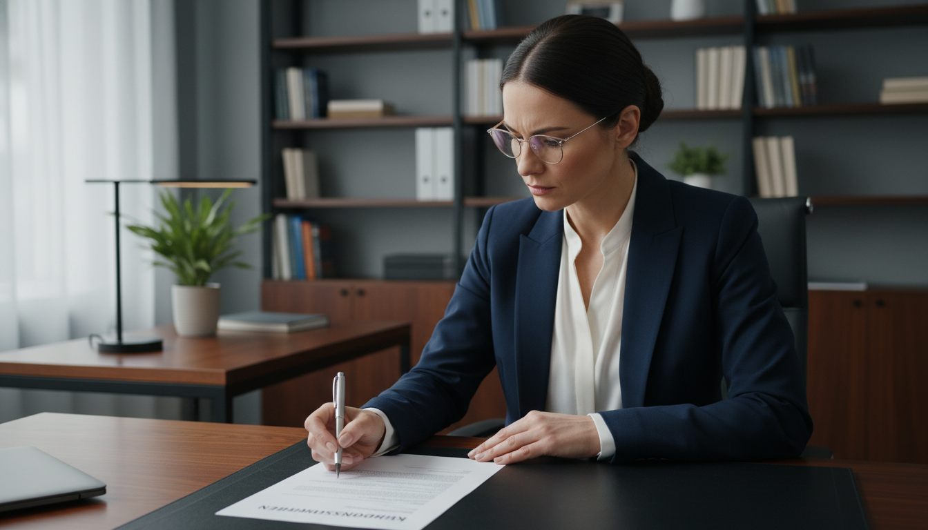 Person signing Kündigungsschreiben document