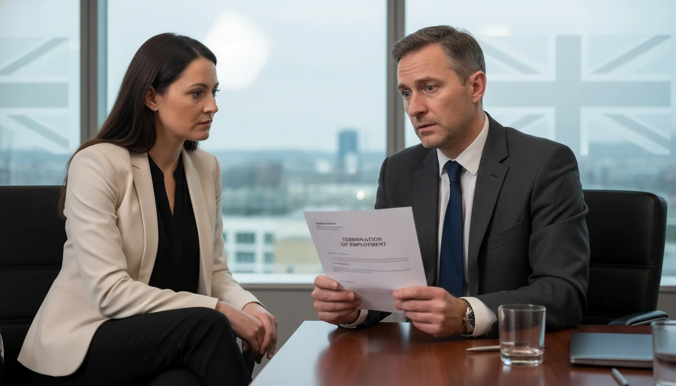 Business meeting discussing employee dismissal
